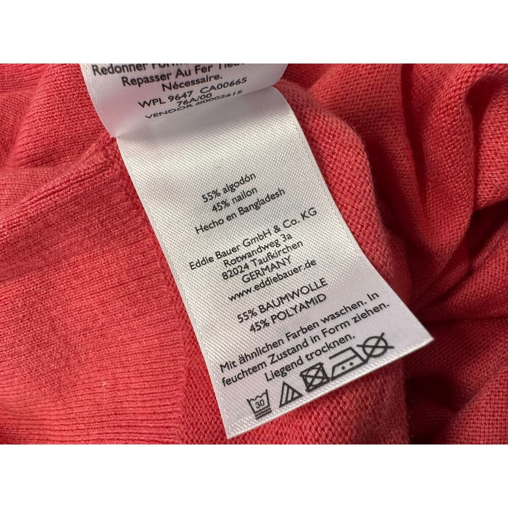 Eddie Bauer Womens Medium 3/4 Sleeve Button Front Cardigan Sweater Coral Pink - Picture 8 of 10